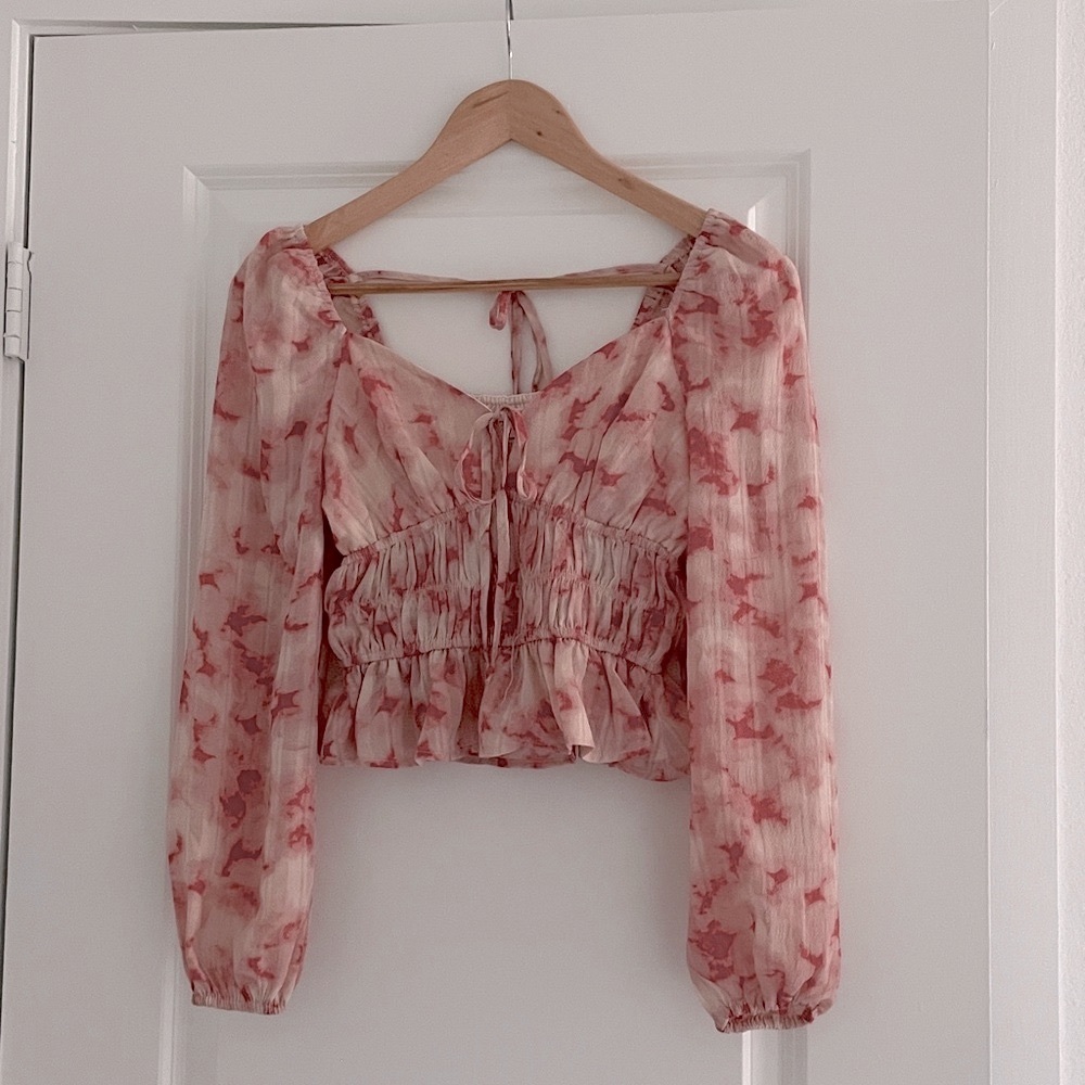 Dizzy Lizzy Crop Top Sheer Floral Y2K Blouse